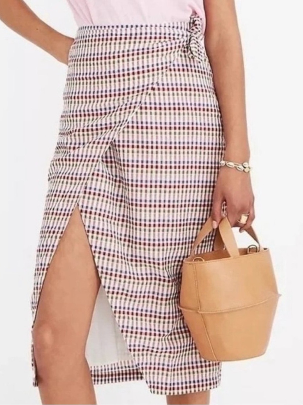 Madewell Sarong Midi Skirt in Gingham